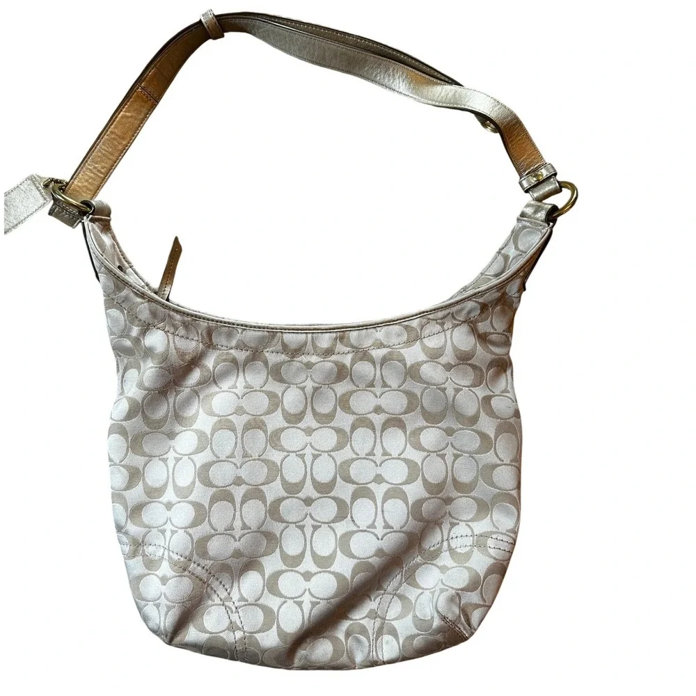 Coach Champagne Gold Floral Hobo Shoulder Bag